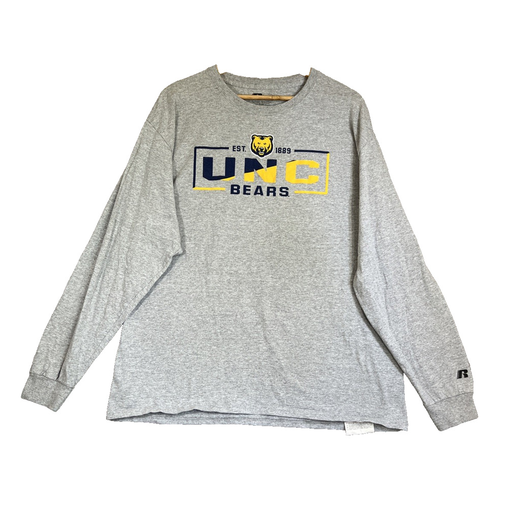 UNC Bears Shirt Unisex XL Gray Cotton Blend Tee Russell University Northern CO